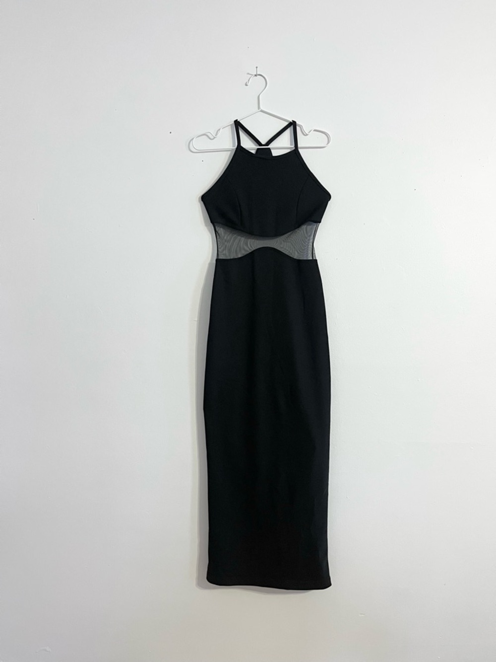 Vintage: Black Dress with Fun Mesh  Waist